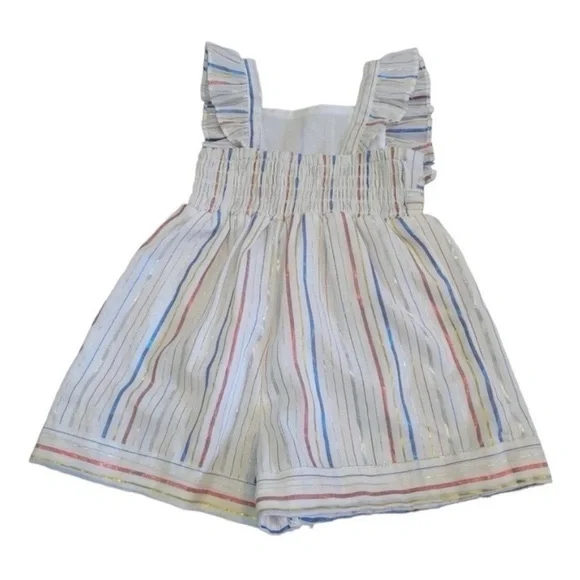 Pastourelle By Pippa & Julie White Striped Glitter Romper Size 24 months - Picture 2 of 5